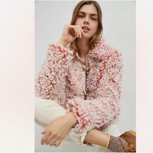 🌟hp🌟 ANTHROPOLOGIE NWT  Brenna Faux Fur Coat Pink Size XS